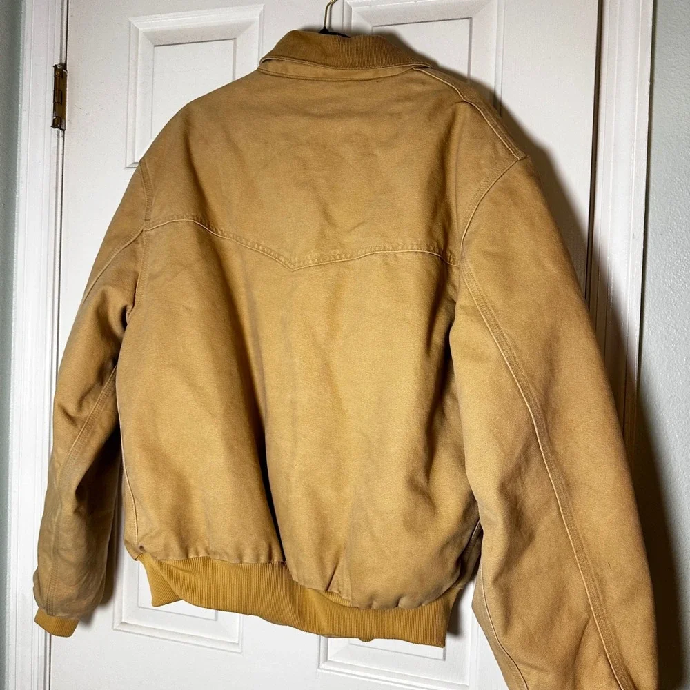 Vintage Carhartt J14WET Santa Fe Jacket XL Wheat Duck Canvas Quilt Lined Workwea